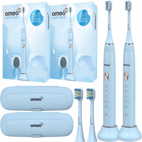 2x OMEO +365 Teeth&Face Blue звукова електрическа четка за зъби