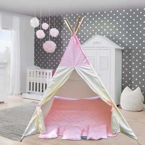 Детска палатка Alfa Tipi XL с розови възглавници