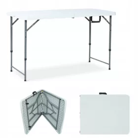   Градинска маса, фотьойл - Маса за бобини, пластмаса, заключване преди сгъване, бяла