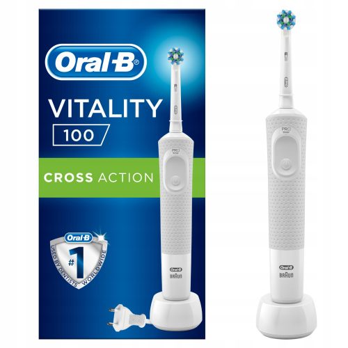  Oral-B Vitality 100 Електрическа четка за зъби с технология Braun, бяла, 1 бр.