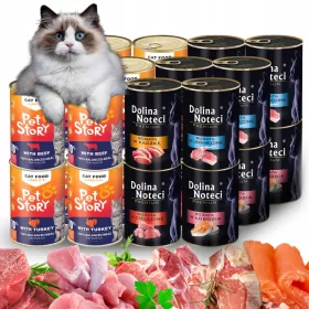    PETSTORY SET + DOLINA NOTECI мокра храна за КОТКИ, МИКС от вкусове 24x400гр