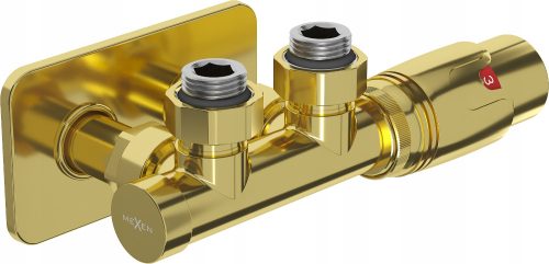 MEXEN G00 ТЕРМОСТАТИЧЕН КОМПЛЕКТ, ЪГЛОВ, ПРАВ, С КАПАК S DUPLEX GOLD