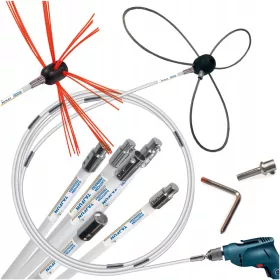   ТАЙФУН КОМПЛЕКТ 10м ПОЧИСТВАНЕ НА КОМИННИЯ КАНАЛ НА ПЕЩНИЯ КОТЕЛ С 2 БОРМАШНИ ГЛАВИ