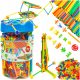  ТВОРЧЕСКИ КОМПЛЕКТ ОТ СЛАМКИ Construction Blocks Tubes Sticks Bucket 560 бр.