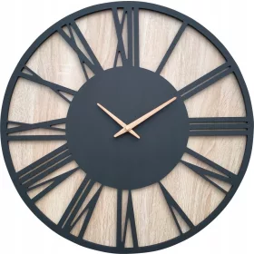   Часа - Бежов, черен стенен часовник, 60 см
