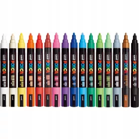    Маркер акрилен, декоративен, за керамика, за дърво, за картон, за хартия, за реновиране, за стъкло, различни цветове Uni Posca 16 бр.