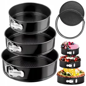   3x ТАВА ЗА ТОРТА КОМПЛЕКТ КРЪГЛИ ТАВИ ЗА ПЕЧЕНЕ