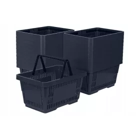   20x кошница за пазаруване, 2 дръжки, 22 литра, тъмно сива - комплект