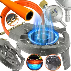   КОМПЛЕКТ ГАЗОВА ГОРЕЛКА, ЧУГУНЕНА ТАБУРЕТКА, МИНИ ГОТВАРСКА печка