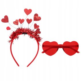   Чаша за Свети Валентин -' Ленти за глава с пайети Слънчеви очила без рамка сърце Сватбени реквизити Грим Лента за коса Бебе
