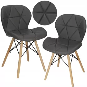    Стол Springos, еко кожа, нюанси на сивото, 1 бр.