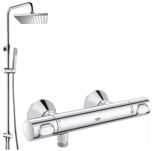 Стенен Omnires UNI хром + Grohe GROHTHERM 500 хром смесител за душ