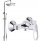 Стенен Omnires UNI хром + едноръкохватков стенен смесител за душ Grohe BauLoop хром