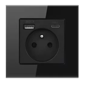   Електрически контакт стенен USB BarON черен
