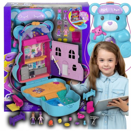  POLLY POCKET КОМПЛЕКТ МЕЧЕ ЧАНТА ЗА КУКЛИ ЗА ДЕЦА КЪЩА БАСЕЙН + АКСЕСОАРИ ХИТ