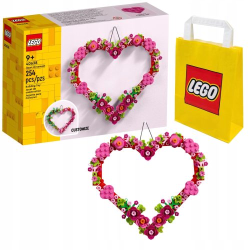  LEGO Creator 40638 Орнамент във формата на сърце + LEGO хартиена торбичка 6315786 жълта 24x8x18 cm