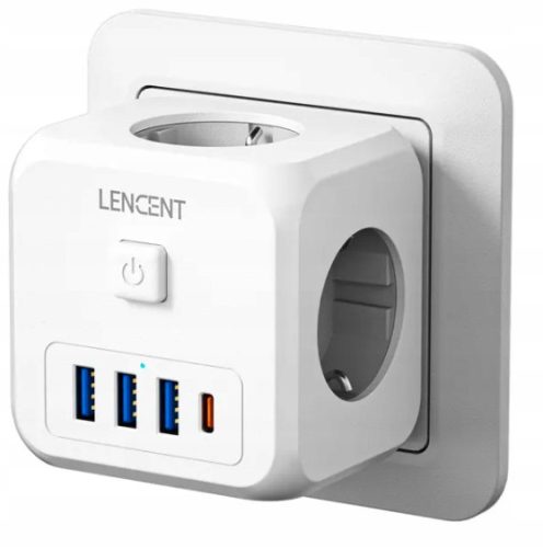 Електрически контакт, USB сплитер Lencent бял