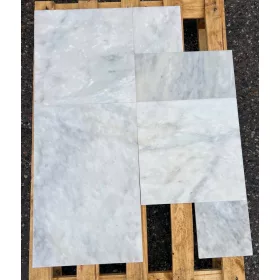   Комплект мраморни плочки Mugla White Tumbled French Pattern - бели - пъзел