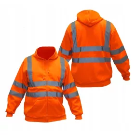   Топъл работен суичър с качулка, СУИТШЪР, ПРЕДУПРЕЖДЕНИЕ, 2 категория, СВЕТЛООТРАЖИТЕЛ