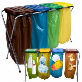   КОША ЗА ПОСТАВКА ЗА ТОРБИ ЗА СЕГРЕГАЦИЯ НА ОТПАДЪЦИ 4 СТАНЦИИ 120Л СТОЙКА