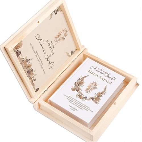  Дървена КУТИЯ с персонализирана Boho Communion Bible