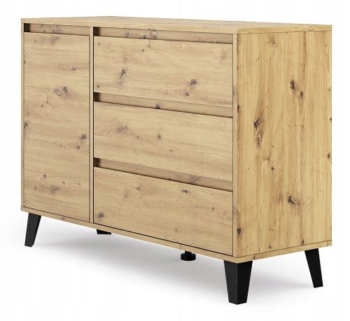  TopEshop Scandi 1D3S скрин с чекмеджета 110 x 39 x 78,5 см матиран занаятчийски дъб
