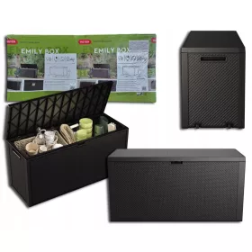   Градинска кутия за съхранение - Пластмасов градински сандък, 280 л, сив