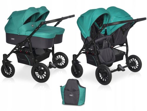  Количка за близнаци 2в1 SAXO Riko Basic 2 x ГОНДОЛА 2 x СЕДАЛКА + ЧАНТА
