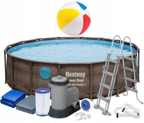 Басейн Bestway с кръгла конструкция 488 х 488 см