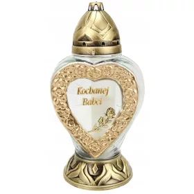   Елегантна лампа за вечността "Голямо Сърце" за Обичана Баба със златни детайли