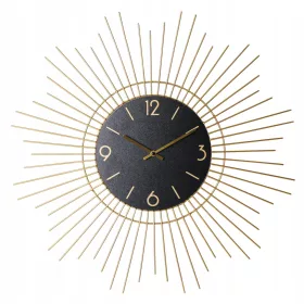   Часа - Страхотен стенен часовник, черен, златен, 65 см