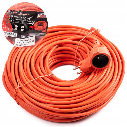 Градински удължител Midori Onex 20 м, 1 бр.контакти, оранжев