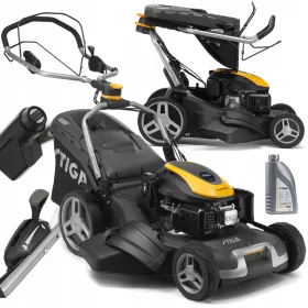    Бензинова косачка Stiga с кош, капацитет 196 cm³. кош 70 л, ширина на косене 53 см