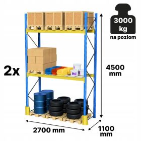   Метален складов рафт 450 х 270 х 110 см