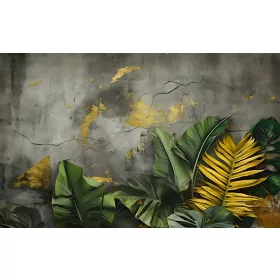   ТАПЕТ ЗА СТЕНА ТРОПИЧЕСКИ ПАЛМОВИ ЛИСТА ЦВЕТЯ В ДЖУНГЛА ГРАФИКИ # ШАРКИ