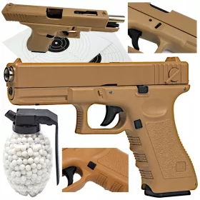    GLOCK 17 ASG РЕПЛИКА НА ПИСТОЛЕТ С САЧКА + ГРАНАТА + КАТРАН