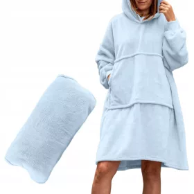   Забавен предмет - ТОПЪЛ СУИТШЪР, ОДЕЯЛО, oversize, СИН, подарък за рожден ден на момиче 18-99г.