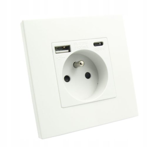 Електрически контакт, USB стенен B-line бял