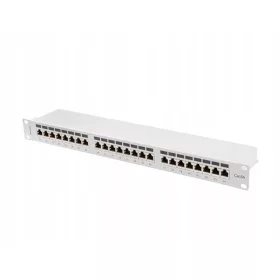    Пач панел Lanberg, 24 порта, 1U, Cat.6A, екраниран, сив