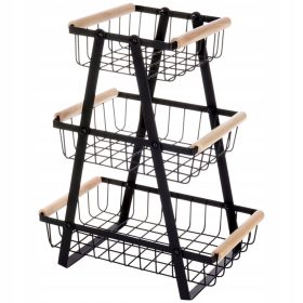   Кошница - Бежова, черна метална кошница за плодове