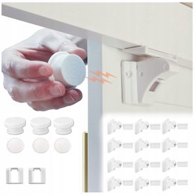    12× TIKOLA МАГНИТНА БРАВА ЗА МЕБЕЛНИ ШКАФОВЕ И ЧЕКМЕДЖЕТА + 3× Ключ за магнитни брави за шкафове и чекмеджета