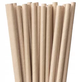   Съдове за еднократна употреба - Екологични хартиени сламки 8х210мм кафяви CRAFT 250 бр