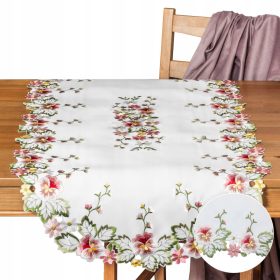   Покривка, пътека - Пътека за маса бяла, нюанси на розово, нюанси на зелено, многоцветна 120 x 60 cm