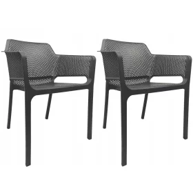   Градински стол - 2× Градински стол Контраст сива пластмаса