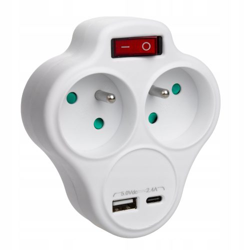 Електрически контакт, USB сплитер Maclean бял