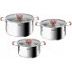 Комплект съдове за готвене - Комплект тенджери Tefal Opti'Space, неръждаема стомана, 6 бр.