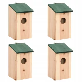    vidaXL къщички за птици 4 бр дървени 12x12x22см