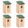  vidaXL къщички за птици 4 бр дървени 12x12x22см