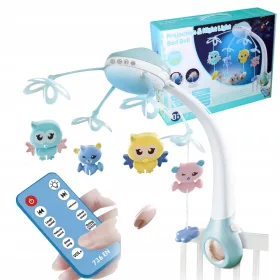    Мобил за бебешка кошара Sferatoawek с дистанционно управление, син