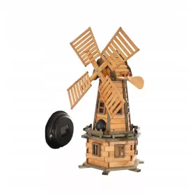    Дървена градинска вятърна мелница - с височина 120 см. Соларна лампа